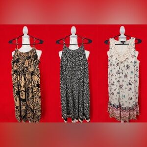 Trio of Stylish Dresses - Black, Tan, Cream medium sz